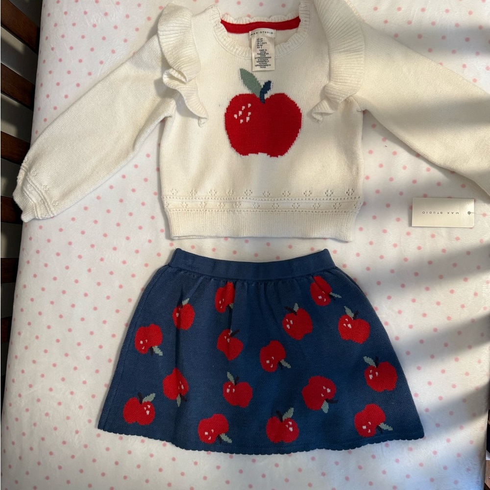 Max Studio Cream and Blue Kids Apple Set